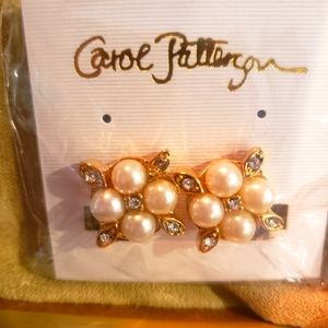 NWT Carol Patterson Clip Earrings Ivory Pearl